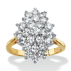 �p�[���r�[�`�W���G���[ ���f�B�[�X �A�N�Z�T���[ �����O PalmBeach Jewelry 1.82 TCW Cubic Zirconia Gold-Plated Marquise-Shaped Cluster Cocktail Ring White �z���C�g