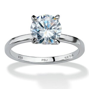 �p�[���r�[�`�W���G���[ ���f�B�[�X �A�N�Z�T���[ �����O PalmBeach Jewelry 2 TCW Round Cubic Zirconia Solitaire Ring in .925 Sterling White �z���C�g