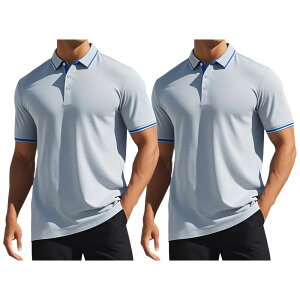 �C���X�p�C�A �V�b�N ���f�B�[�X �g�b�v�X T�V���c ���M�����[�t�B�b�g �|���V���c INSPIRE CHIC 2 Packs Men's Polo Shirtshort Sleeves Classic Regular Fit Businessummer Golf Shirt Gray �O���[