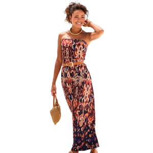 ���X�J�[�i ���f�B�[�X �g�b�v�X �����s�[�X �}�L�V Lascana Women's Bandeau Maxi Dress Orange Red ���b�h