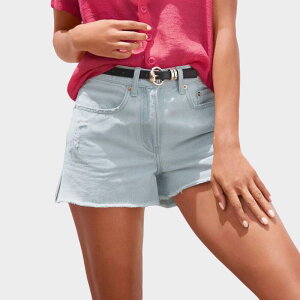 ���X�J�[�i ���f�B�[�X �{�g���X �n�[�t�p���c�E�V���[�c �V���[�g�p���c Lascana Women's Mid Rise Frayed Hem Shorts Blue Wash �u���[