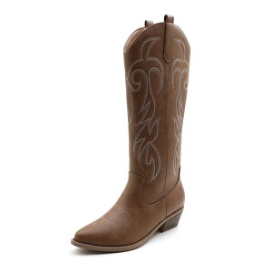 F.C �f�U�C�� ���f�B�[�X �V���[�Y �u�[�c�E���C���u�[�c �g�[�� �h�J F.C Design Western Embroidered Tall Boots for Women - Classicowboy Style Footwear Camel �L������