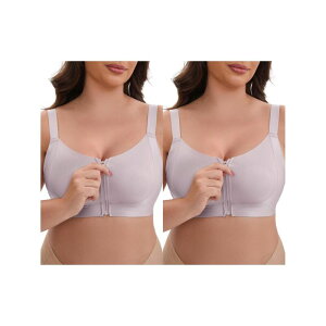 �C���X�p�C�A �V�b�N ���f�B�[�X �A���_�[�E�F�A �u���W���[ INSPIRE CHIC 2 Packs Women's Zip Front U-Neck Lift Up Wirefree Full Soft Cup Breathable Comfortable Sports Bras Gray �O���[