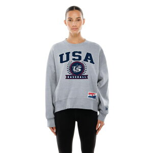 �j���[�G�� ���f�B�[�X �g�b�v�X T�V���c �X�E�F�b�g �t���[�X Women's New Era Gray USA Baseball 2026 World Baseball Classic Mineral Wash Dolmen Sleeve Fleece Sweatshirt Mlb Grey �O���[