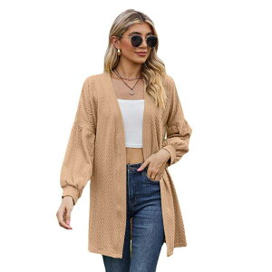 �W���C�W���C ���f�B�[�X �A�E�^�[ �W���P�b�g�E�u���]�� �J�[�f�B�K�� �j�b�g JoyJoy Women's Elegant Knit Cardigan Solid Color Oversized Long Sleeversatile Casual Outerwear Light Khaki �J�[�L