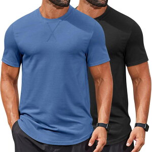 �N�[�t�@���f�B ���f�B�[�X �g�b�v�X T�V���c �N���[�l�b�N �R�b�g�� COOFANDY Mens T-Shirts Cotton Short Sleeve T Shirt Classicrew Neck Tees Casual Curved Hem Shirt Black Blue �u���b�N