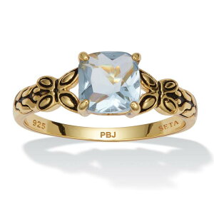 �p�[���r�[�`�W���G���[ ���f�B�[�X �A�N�Z�T���[ �����O PalmBeach Jewelry Cushion Cut Birthstone Ring-plated Sterling March Aquamarine �S�[���h