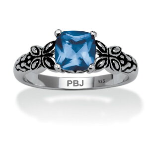 �p�[���r�[�`�W���G���[ ���f�B�[�X �A�N�Z�T���[ �����O PalmBeach Jewelry Birthstone Ring in Antiqued Sterling March Aquamarine �V���o�[