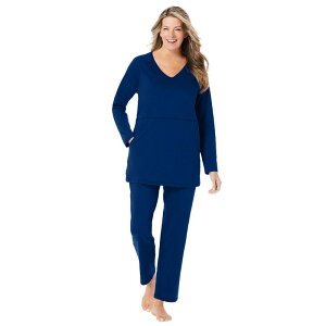 �h���[���X�A���h�R�[ ���f�B�[�X �A���_�[�E�F�A �i�C�g�E�F�A �v���X�T�C�Y �v�` Dreams & Co. Plusize Petite 2-Piece Lounge Set Evening Blue �u���[