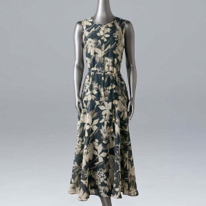 ���F���E�H�� ���f�B�[�X �g�b�v�X �����s�[�X �}�L�V Women'simply Vera Wang Beltedropwaist Maxi Dress Navy Bloom Floral �l�C�r�[