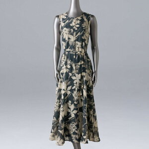 ���F���E�H�� ���f�B�[�X �g�b�v�X �����s�[�X �v�` �}�L�V Petite Simply Vera Wang Beltedropwaist Maxi Dress Navy Bloom Floral �l�C�r�[