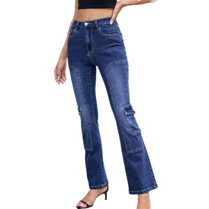 �R�W���C�� ���f�B�[�X �{�g���X �f�j���p���c �u�[�c�J�b�g �u�[�c �W�[���Y Kojooin Women Bootcut Jeans Mid High Waisted Stretchy Flare Denim Pants Blue �u���[
