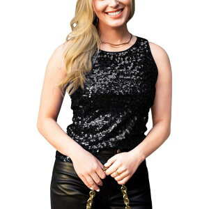 �A���i�J�V ���f�B�[�X �g�b�v�X T�V���c �m�[�X���[�u Anna-Kaci Women'sparkle And Shine Sleeveless Fashion Toparty Wear Black �u���b�N