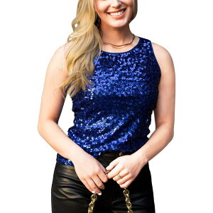 �A���i�J�V ���f�B�[�X �g�b�v�X T�V���c �m�[�X���[�u Anna-Kaci Women'sparkle And Shine Sleeveless Fashion Toparty Wear Blue �u���[