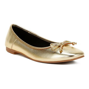 ���O�A���h�R�[ ���f�B�[�X �V���[�Y �T���_�� �g�[�� Rag & Co Enchanted Women's Bow Detail Metallic Ballet Flats Gold �S�[���h