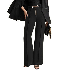 �N���A���u ���f�B�[�X �{�g���X �J�W���A���p���c ���C�h���b�O Clearlove Women's Business Casual Work Pants High Waisted Stretchy Wide Leg Pull On Dresslacks Black �u���b�N