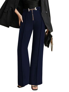 �N���A���u ���f�B�[�X �{�g���X �J�W���A���p���c ���C�h���b�O Clearlove Women's Business Casual Work Pants High Waisted Stretchy Wide Leg Pull On Dresslacks Navy Blue �l�C�r�[