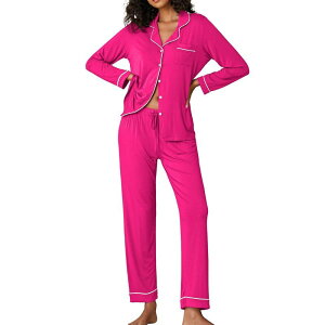 �G�R�A�[ ���f�B�[�X �A���_�[�E�F�A �i�C�g�E�F�A �{�^���_�E�� Ekouaer Pajamas Women's Long Sleeve Sleepwear Soft Button Down Loungewear Pjs Lounge Set Nightwearose