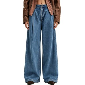 �R�W���C�� ���f�B�[�X �{�g���X �f�j���p���c ���C�h���b�O �W�[���Y Kojooin Womens Baggy Jeans Wide Leg Denim Pants Loose Long Trouserstreetwear Jeans Blue �u���[