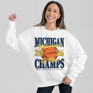 �Q�[���f�C�E�N�`���[�� ���f�B�[�X �g�b�v�X T�V���c �X�E�F�b�g �t���[�X Women's Gameday Couture White Michigan Wolverines 2026 NCAA Men's Basketball National Champions Fleece Oversized Sweatshirt Mic White �z���C�g