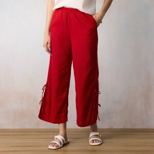 LC Lauren Conrad ���f�B�[�X �{�g���X �J�W���A���p���c ���C�h���b�O Women's LC Lauren Conrad Side Tie Wide Leg Pull On Pants Cherry Candy