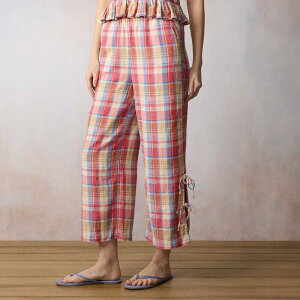 LC Lauren Conrad ���f�B�[�X �{�g���X �J�W���A���p���c ���C�h���b�O Women's LC Lauren Conrad Side Tie Wide Leg Pull On Pants Multi Jaipur Plaid �}���`�J���[