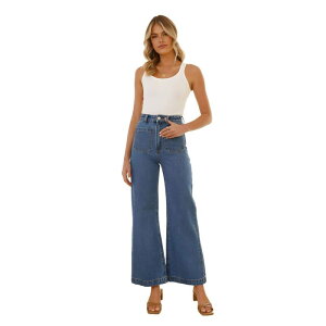 �Z�I���A ���f�B�[�X �{�g���X �f�j���p���c ���C�h���b�O �X�g���[�g �W�[���Y Seoria Women High Waisted Jeans Wide Leg Loose Straight Leg Denim Pants With Pockets Light Blue �u���[
