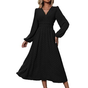 �R�W���C�� ���f�B�[�X �g�b�v�X �����s�[�X �}�L�V Kojooin Women Latern Sleeve Flowy Wrap Maxi Dress Black �u���b�N