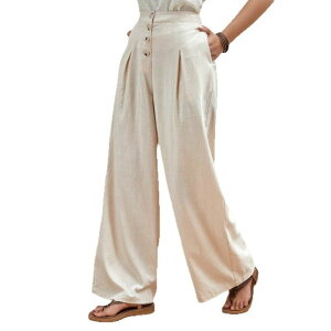 �C�G�X�t�@�b�V���� ���f�B�[�X �{�g���X �J�W���A���p���c ���C�h���b�O Yesfashion Womens Pants Casualoose Wide Leg Pants for Women Elastic Waist Palazzo Pants Trousers with Pockets Apricot �A�v���R�b�g