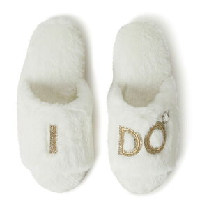 �f�B�A�t�H�[���Y ���f�B�[�X �V���[�Y �T���_�� Dearfoams I Do Faux-Fur Bridal Women'slide Slippers I Do White �z���C�g