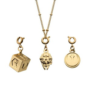 yz X^[ EH[Y fB[X lbNXE`[J[Ey_ggbv ANZT[ Star Wars Han Solo Gold Tone Interchangeable Charm Necklace Gold Tone