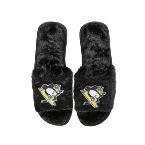 �A���u�����f�b�h ���f�B�[�X �V���[�Y �T���_�� Unbranded Women's FOCO Black Pittsburgh Penguins Rhinestone Fuzzy Slippers Png Black �u���b�N