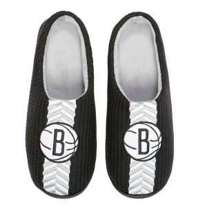 yz Aufbh Y T_ V[Y Men's FOCO Black Brooklyn Nets Team Stripe Memory Foam Slide Slippers Net Black