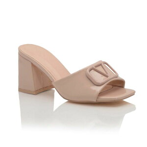 F.C �f�U�C�� ���f�B�[�X �V���[�Y �T���_�� �q�[�� F.C Design Square-Toe Buckle Detail Block Heel Slide Sandals Taupe �g�[�v
