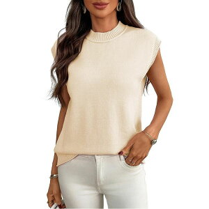 �W���C�W���C ���f�B�[�X �A�E�^�[ �j�b�g�E�Z�[�^�[ �N���[�l�b�N �~�j JoyJoy Women'summer Minimalist Pullover Knit Sweater Classicrew Neck Loose Short Sleeve Casual Top Apricot �A�v���R�b�g