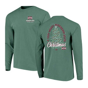 �C���[�W���� ���f�B�[�X �g�b�v�X T�V���c Image One Men's Green Mississippi State Bulldogs Comfort Colors Merry Christmas Tree Long Sleeve T-Shirt Mst Green �O���[��
