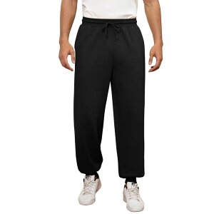 �R�W���C�� ���f�B�[�X �{�g���X �J�W���A���p���c �X�E�F�b�g�p���c Kojooin Men's Casualounge Pajama Yoga Jogger Pants Open Bottom Sweatpants With Pockets Black �u���b�N