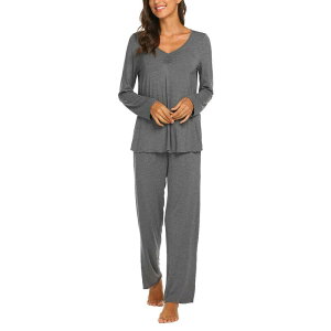 �G�R�A�[ ���f�B�[�X �A���_�[�E�F�A �i�C�g�E�F�A �p���c Ekouaer Womens Pajama Sets 2 Piece Lounge Set Fall Winter Pajamas Long Sleeve Pjs Top and Pants Gray �O���[