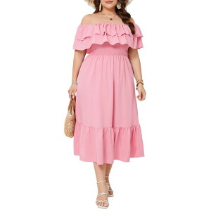 �Z�I���A ���f�B�[�X �g�b�v�X �����s�[�X �v�����g �t���� Seoria Large Women's One Shoulder Souble Layered Ruffle Collar Printed Long Dress Pink �s���N