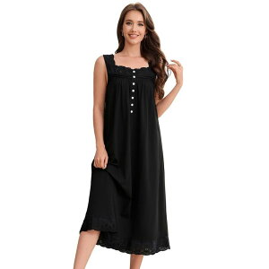 �{�f�B�T�C�Y ���f�B�[�X �A���_�[�E�F�A �i�C�g�E�F�A �v�����g ���[�X BODDYSIZE Women's Printed Square Neck Lace Nightgown Soft Long Camisole Nightwear Black �u���b�N