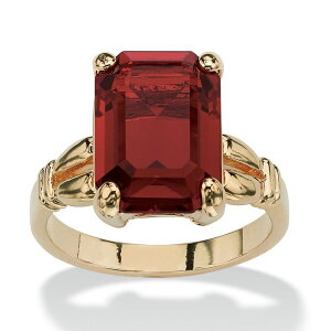 �p�[���r�[�`�W���G���[ ���f�B�[�X �A�N�Z�T���[ �����O PalmBeach Jewelryellow Gold-plated Emerald Cut Simulated Birthstone Ring Sizes 5-10 January Garnet �C�G���[