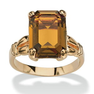 �p�[���r�[�`�W���G���[ ���f�B�[�X �A�N�Z�T���[ �����O PalmBeach Jewelryellow Gold-plated Emerald Cut Simulated Birthstone Ring Sizes 5-10 November Citrine �C�G���[