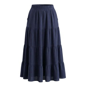 �C���X�p�C�A �V�b�N ���f�B�[�X �{�g���X�J�[�g �e�B�A�[�h �t���� �}�L�V INSPIRE CHIC Boho Maxi Skirts for Women Flowy Flared Ruffle Summer Casual Tiered Elastic Waist Long Skirts Dark Blue �u���[