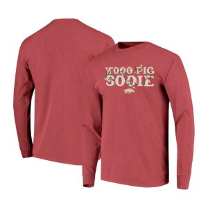 �C���[�W���� ���f�B�[�X �g�b�v�X T�V���c Unisex Image One Cardinal Arkansas Razorbackstring Lights Comfort Color Long Sleeve T-Shirt Ark Red ���b�h