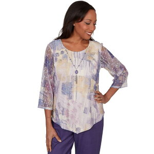 �A���t���b�h �_�i�[ ���f�B�[�X �g�b�v�X �V���c ���b�V�� ���[�X Women's Alfredunner Grand Bazaar Stained Glass Mesh Top with Necklace Amethyst Multi �}���`�J���[