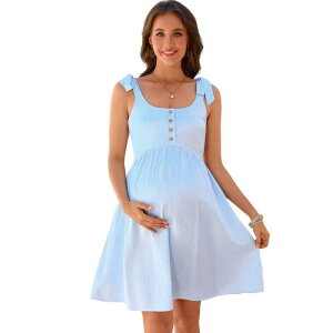�{�f�B�T�C�Y ���f�B�[�X �g�b�v�X �����s�[�X �m�[�X���[�u �}�^�j�e�B BODDYSIZE Women'sleeveless Maternity Dressummer Casual Swing Dress for Daily Wearing Or Baby Shower Blue Stripe �u���[