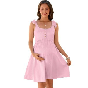 �{�f�B�T�C�Y ���f�B�[�X �g�b�v�X �����s�[�X �m�[�X���[�u �}�^�j�e�B BODDYSIZE Women'sleeveless Maternity Dressummer Casual Swing Dress for Daily Wearing Or Baby Shower Pink Stripe �s���N