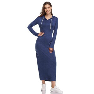 �Z�I���A ���f�B�[�X �g�b�v�X �����s�[�X �p�[�J�[ Seoria Women Long Sleeve Hoodie Dress with Pocket Grey Blue �O���[