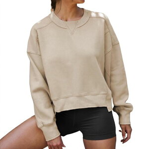 �R�W���C�� ���f�B�[�X �g�b�v�X T�V���c �X�E�F�b�g Kojooin Women Oversized Sweatshirt Casualong Sleeve Top Apricot �A�v���R�b�g
