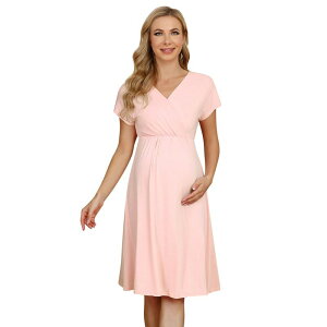 �R�W���C�� ���f�B�[�X �g�b�v�X �����s�[�X V�l�b�N A ���C�� �Ђ��� �}�^�j�e�B Kojooin Women's V-neck A-line Knee Length Wrap Dresswing Maternity Dresses For Baby Shower Or Casualight Apricot �A�v���R�b�g